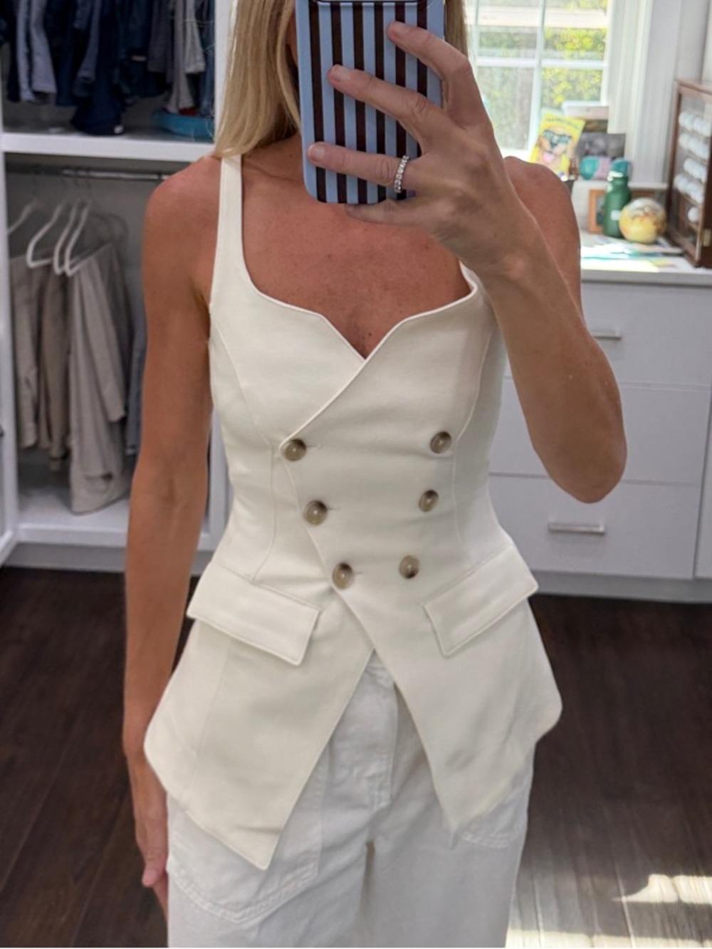 Fall 2026 Anthropologie Cream Double-Breasted Tailored Sleeveless Vest